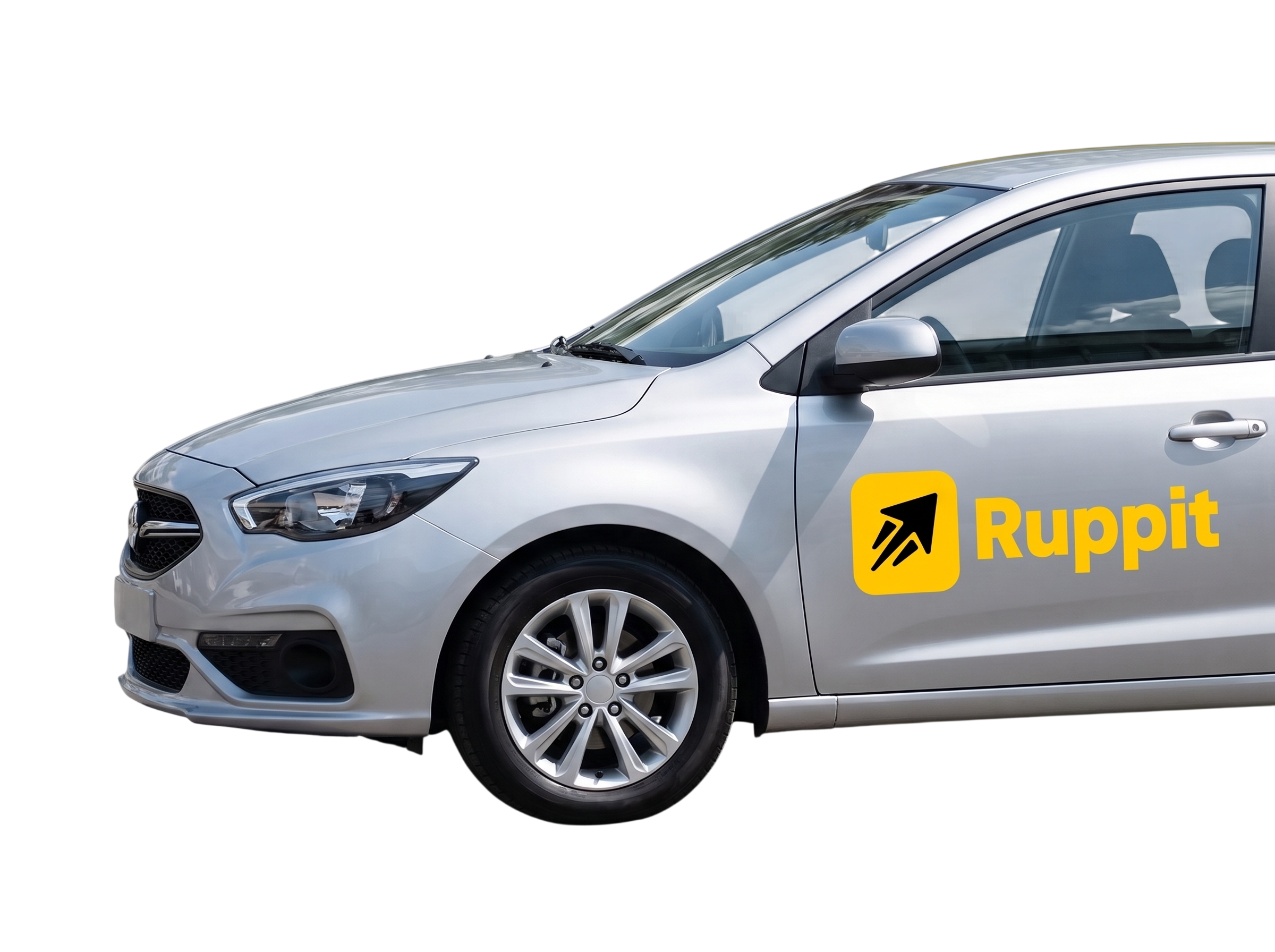 Auto con branding de Ruppit en la puerta