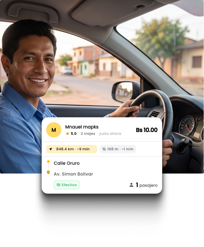Conductor de Ruppit recibiendo un viaje en la app
